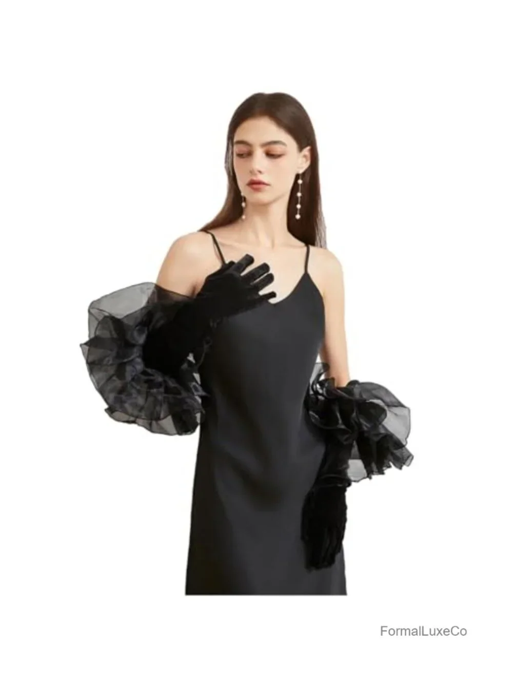 Oversized Puff Opera Gloves Elbow Length Detachable Cuffs Lantern Sleeve